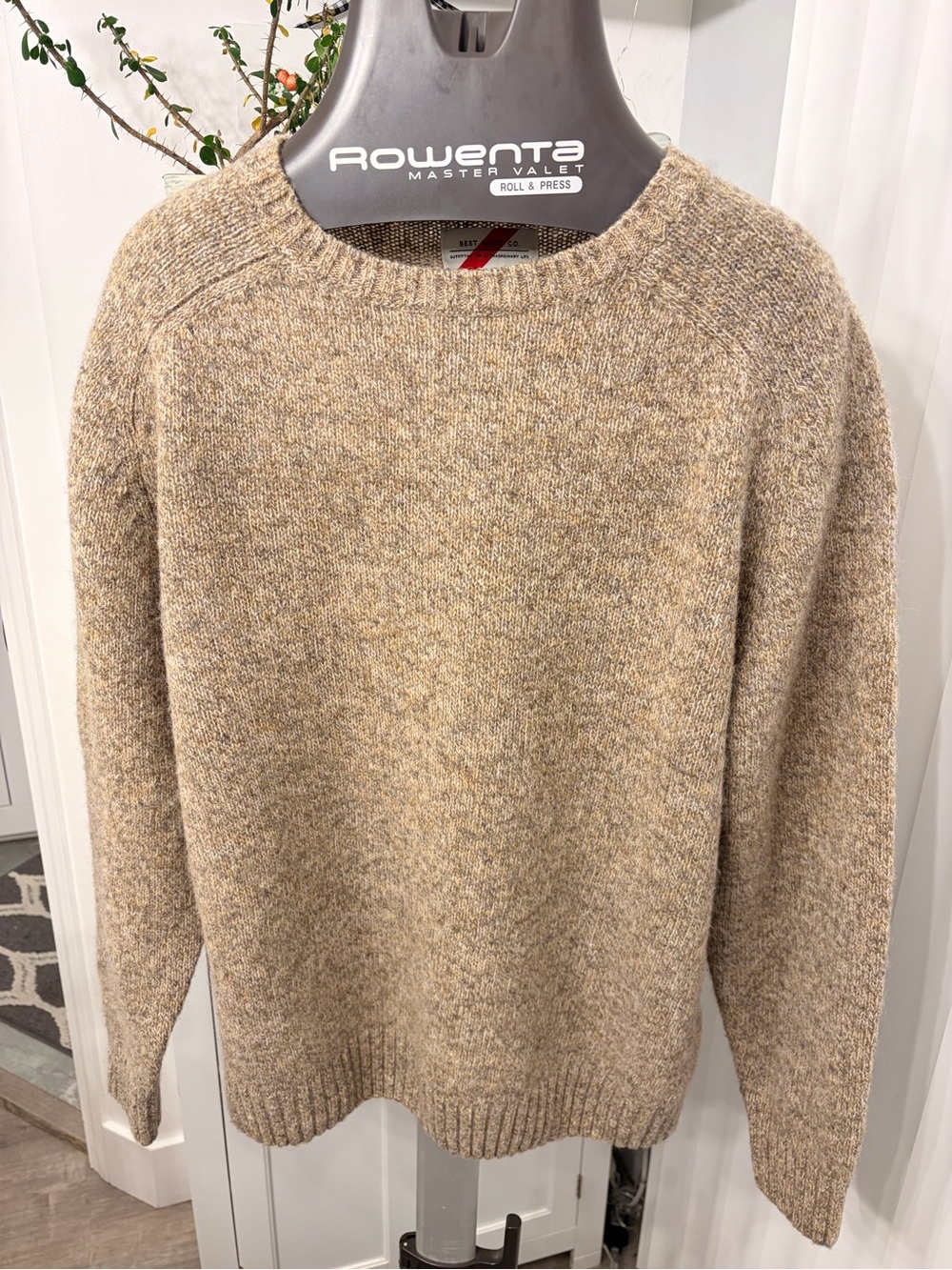 Men's Crewneck Sweater in Beige Melange